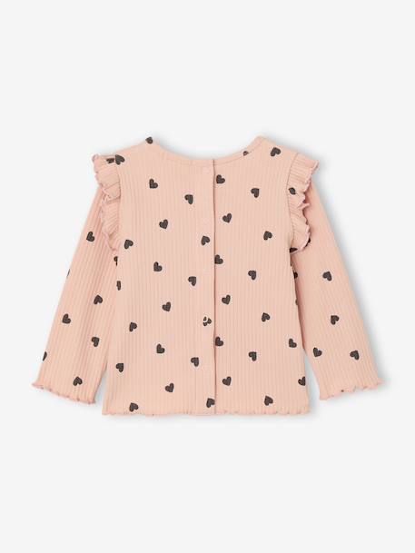 T-shirt en côtes manches volantées bébé fille écru+rose poudré 8 - vertbaudet enfant 