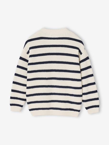 Gilet fille fantaisie en côte perlée blush+écru+vanille 5 - vertbaudet enfant 