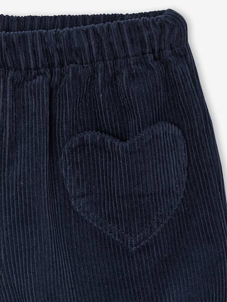 Short en velours poches coeur fille facile à enfiler marine+vieux rose 4 - vertbaudet enfant 