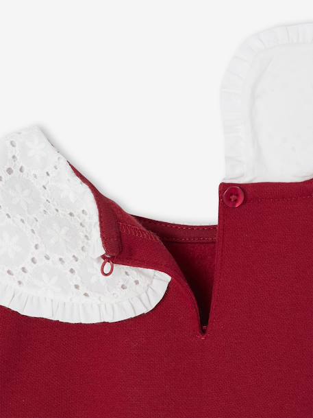 Sweat fille col claudine broderie anglaise écru+gris chiné+mauve+rose pâle+rouge 19 - vertbaudet enfant 
