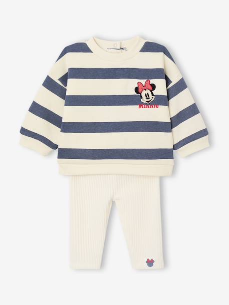Ensemble bébé sweat-shirt + legging Disney Minnie rayé bleu/écru 1 - vertbaudet enfant 