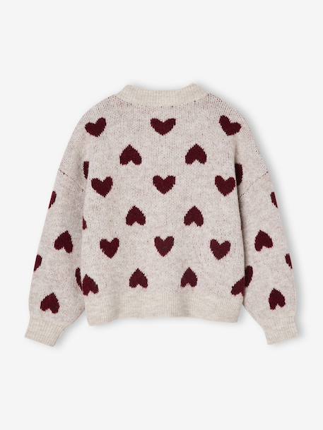 Gilet jacquard coeurs fille beige doré 2 - vertbaudet enfant 
