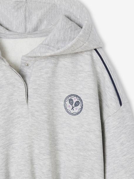 Sweat court à capuche sport fille gris chiné 3 - vertbaudet enfant 