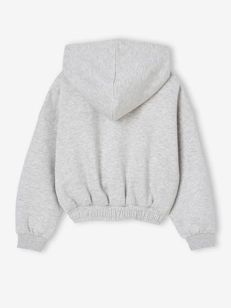 Sweat court à capuche sport fille gris chiné 2 - vertbaudet enfant 