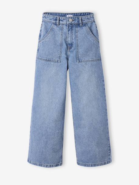 Jean large poches charpentier fille bleu moyen+denim gris 3 - vertbaudet enfant 