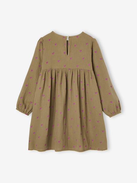 Robe en gaze de coton avec noeuds fantaisie fille écru+olive 6 - vertbaudet enfant 
