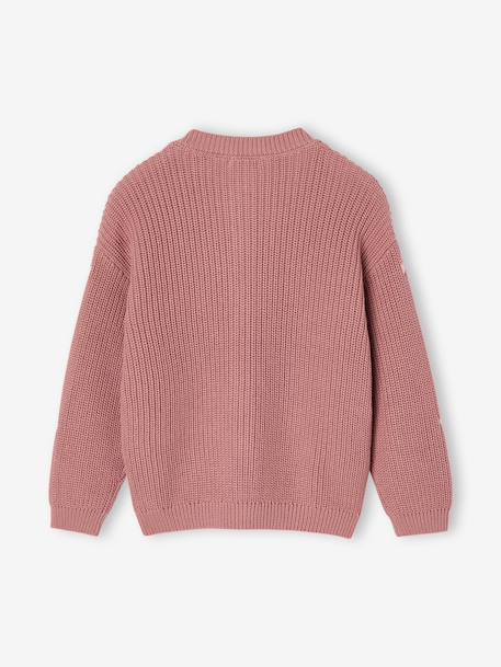 Gilet fille fantaisie en côte perlée blush+écru+vanille 2 - vertbaudet enfant 