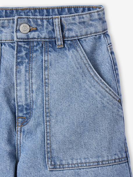 Jean large poches charpentier fille bleu moyen+denim gris 5 - vertbaudet enfant 