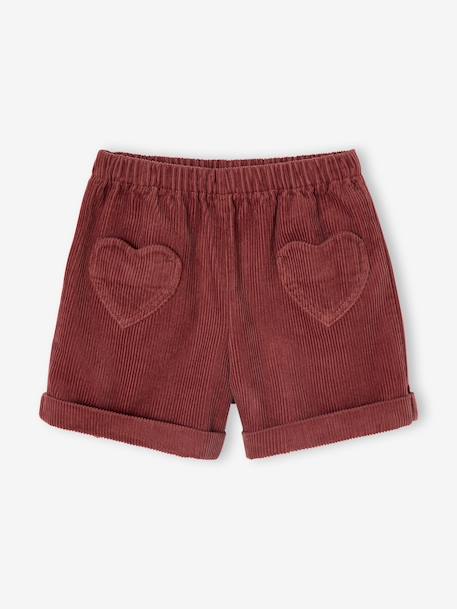 Short en velours poches coeur fille facile à enfiler marine+vieux rose 7 - vertbaudet enfant 