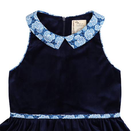 Robe velours    à col claudine liberty  hepburn Bleu marine bleu roi 4 - vertbaudet enfant 