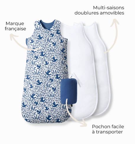 Gigoteuse réversible 4 saisons oiseaux 18-36 mois Bleu 5 - vertbaudet enfant 