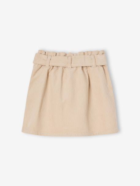 Jupe fille velours style paperbag beige doré+bleu grisé+olive+prune 2 - vertbaudet enfant 