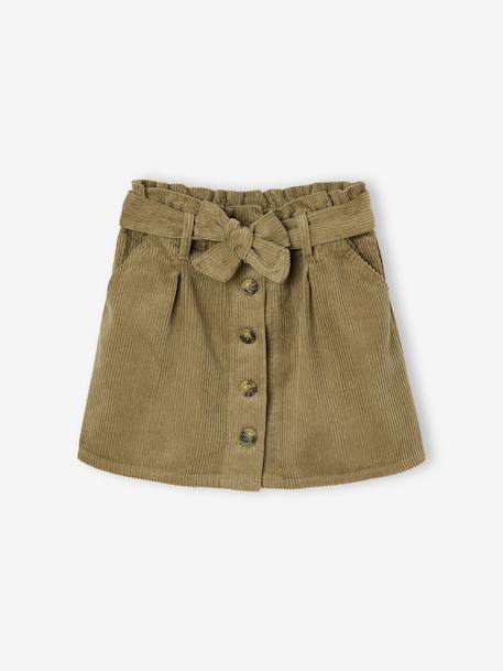 Jupe fille velours style paperbag beige doré+bleu grisé+olive+prune 8 - vertbaudet enfant 