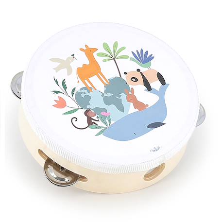 Tambourin animaux du monde sarah betz Blanc 2 - vertbaudet enfant 
