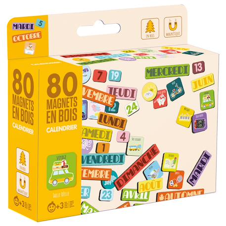 Magnets en bois calendrier Beige 1 - vertbaudet enfant 