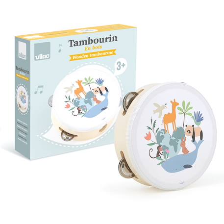 Tambourin animaux du monde sarah betz Blanc 4 - vertbaudet enfant 