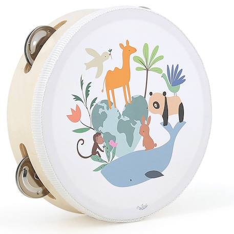 Tambourin animaux du monde sarah betz Blanc 1 - vertbaudet enfant 
