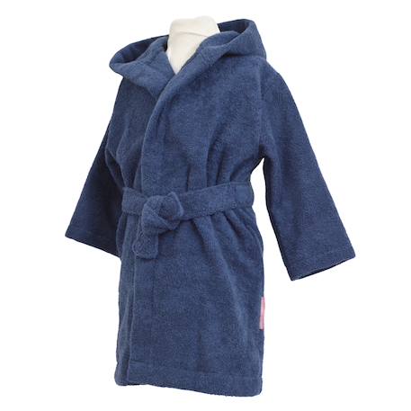 Peignoir enfant coton bio ourson Bleu marine+Lilas 3 - vertbaudet enfant 