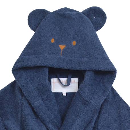Peignoir enfant coton bio ourson Bleu marine+Lilas 2 - vertbaudet enfant 