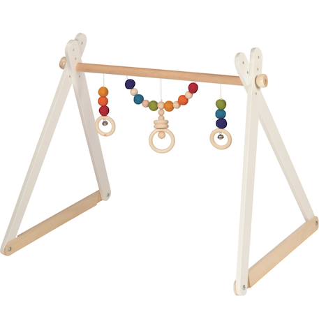 Portique d'activités en bois arc-en-ciel Blanc 1 - vertbaudet enfant 