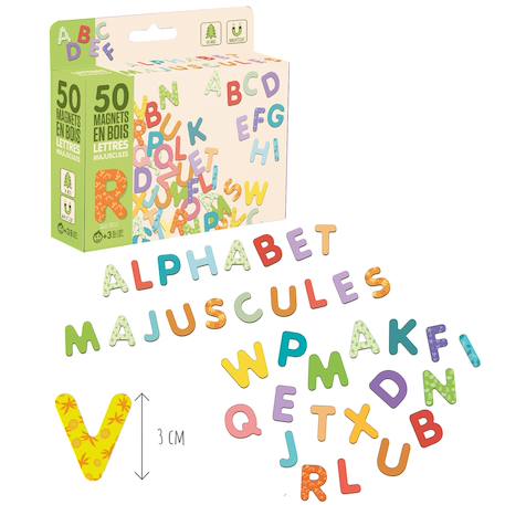 50 magnets en bois - lettres majuscules Beige 2 - vertbaudet enfant 
