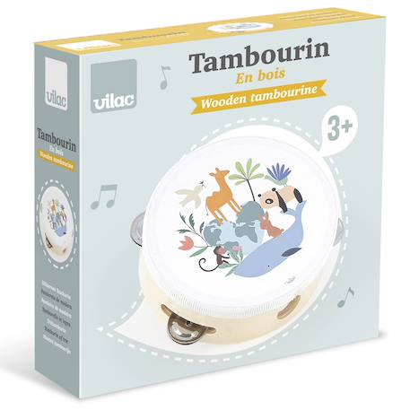 Tambourin animaux du monde sarah betz Blanc 3 - vertbaudet enfant 
