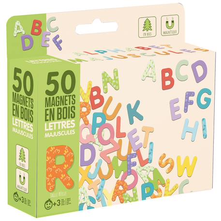 50 magnets en bois - lettres majuscules Beige 1 - vertbaudet enfant 