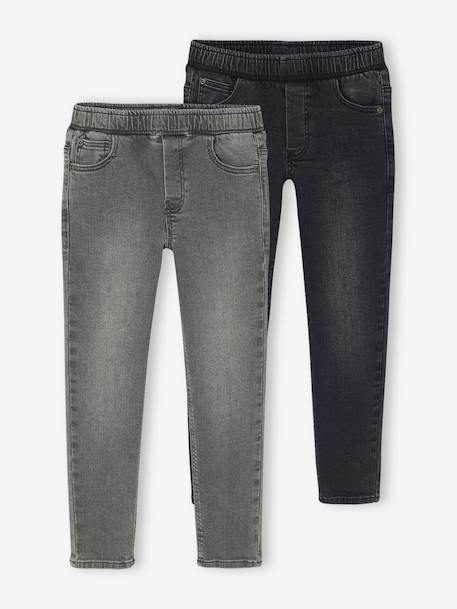 Lot 2 jeans garçon slim denim gris+double stone+stone 1 - vertbaudet enfant 