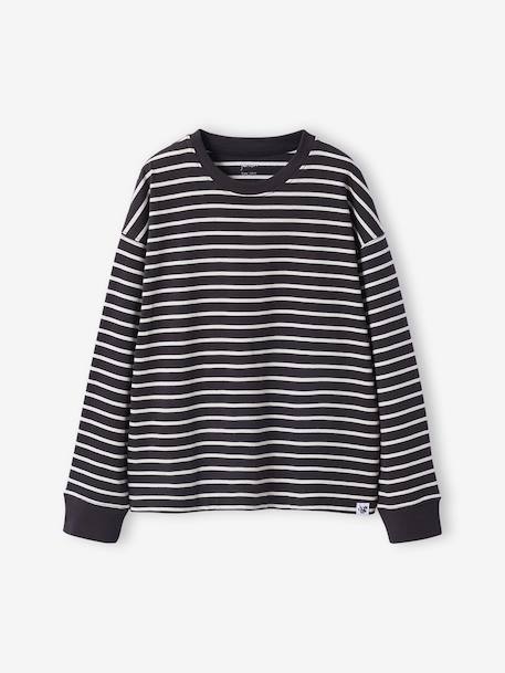 T-shirt rayé garçon oversize anthracite 2 - vertbaudet enfant 