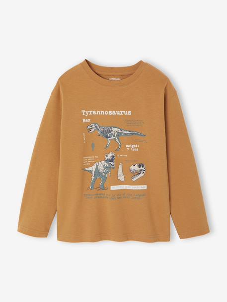 T-shirt manches longues imprimé garçon avec reliefs blanc chiné+noix de pécan 6 - vertbaudet enfant 