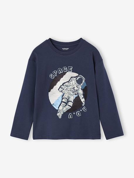 T-shirt garçon manches longues sequins réversibles marine 2 - vertbaudet enfant 