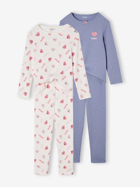 Lot de 2 pyjamas fille coeurs en côtes marine 1 - vertbaudet enfant 