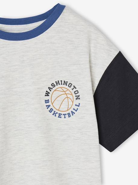 T-shirt manches courtes contrastées garçon gris chiné 4 - vertbaudet enfant 