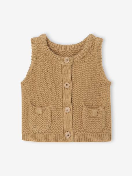Gilet bébé sans manches boutonné ocre 3 - vertbaudet enfant 