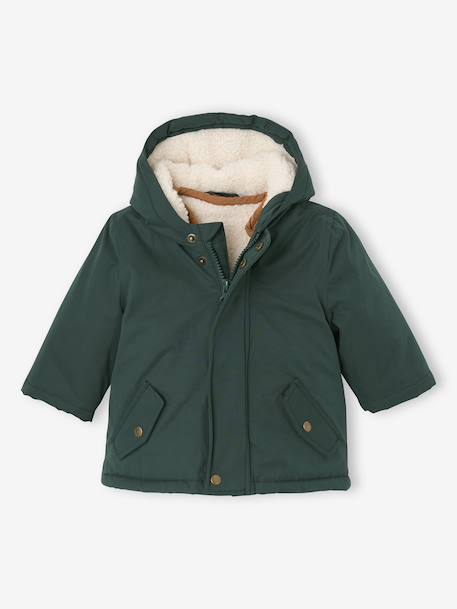 Parka 3 en 1 bébé avec gilet amovible en sherpa vert sapin 1 - vertbaudet enfant 