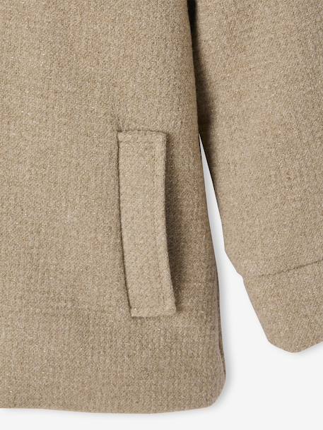 Manteau fille à capuche drap de laine anthracite+beige chiné 16 - vertbaudet enfant 