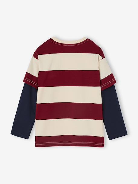 Tee-shirt rayé effet double manches rayé rouge+rayé vert 2 - vertbaudet enfant 
