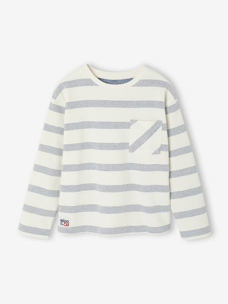 Tee-shirt manches longues effet rayé garçon rayé blanc 2 - vertbaudet enfant 