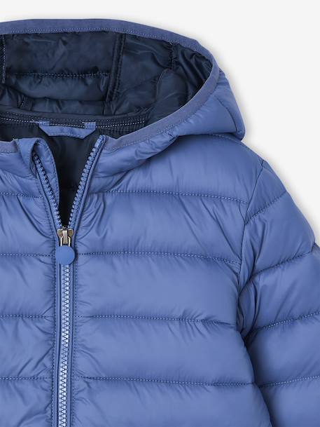 Doudoune garçon légère à capuche bleu jean+bleu moyen+marine+noir+noisette+noix de pécan+olive+rouge+vert émeraude 2 - vertbaudet enfant 