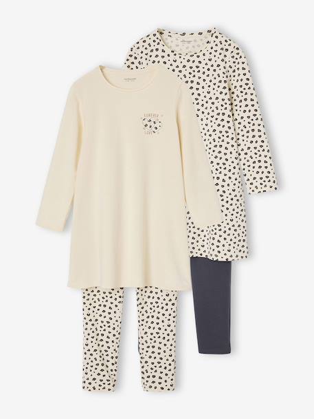 Lot de 2 pyjamas chemises de nuit legging léopard écru 1 - vertbaudet enfant 
