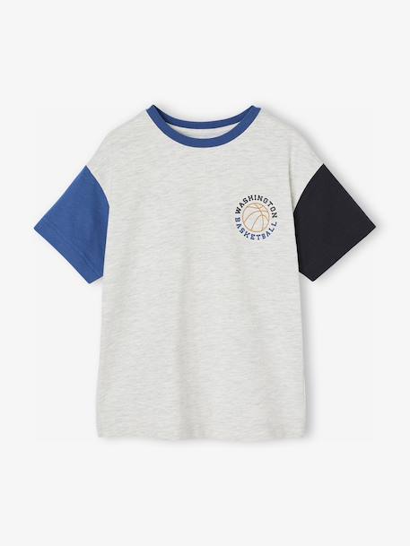 T-shirt manches courtes contrastées garçon gris chiné 2 - vertbaudet enfant 