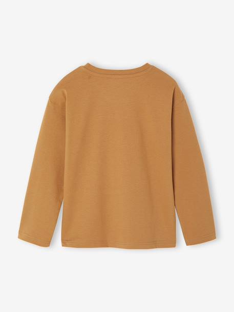 T-shirt manches longues imprimé garçon avec reliefs blanc chiné+noix de pécan 7 - vertbaudet enfant 