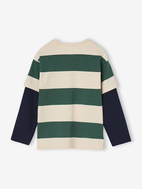Tee-shirt rayé effet double manches rayé rouge+rayé vert 7 - vertbaudet enfant 