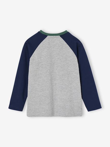 Tee-shirt garçon manches longues contrastées gris chiné 2 - vertbaudet enfant 