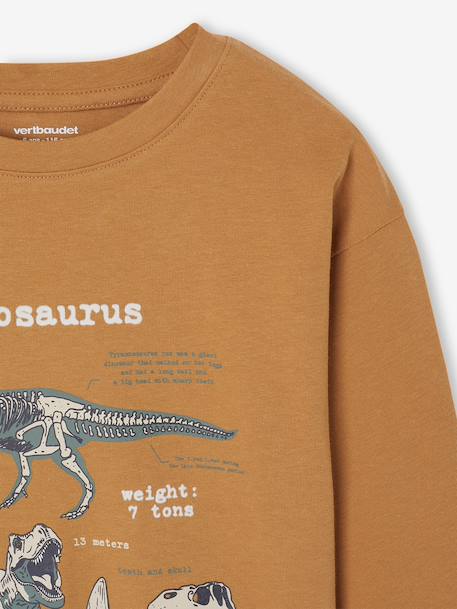 T-shirt manches longues imprimé garçon avec reliefs blanc chiné+noix de pécan 8 - vertbaudet enfant 