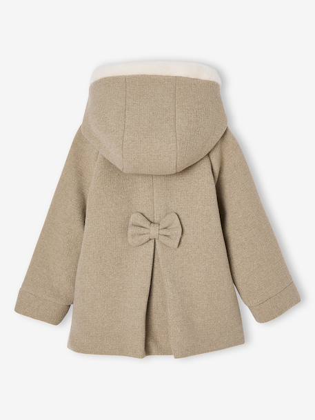 Manteau fille à capuche drap de laine anthracite+beige chiné 13 - vertbaudet enfant 