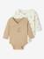 Lot de 2 bodies bébé ouverture naissance manches longues beige+rose+vert d'eau 1 - vertbaudet enfant 