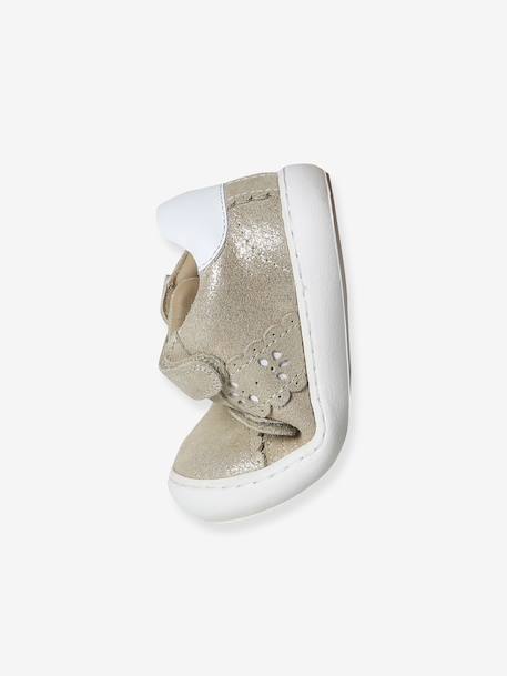 Baskets bébé fille cuir à scratchs blanc+or 15 - vertbaudet enfant 