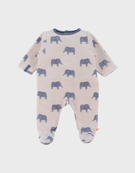 Pyjama en velours imprimé éléphant bali Beige 1 - vertbaudet enfant 