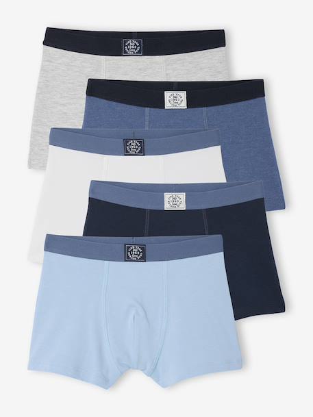 Lot 5 boxers unis garçon bleu 1 - vertbaudet enfant 